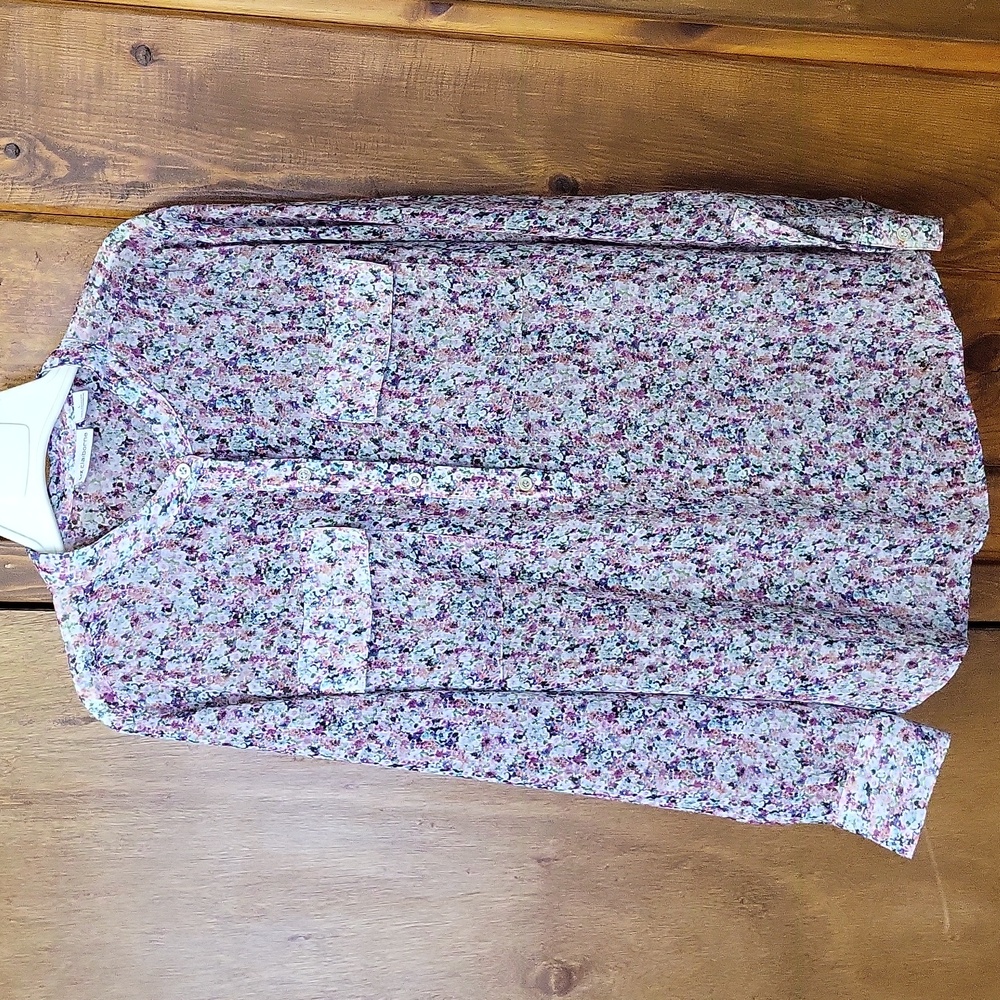 Purple floral print blouse